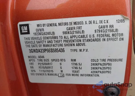 2006 Chevrolet Hhr Lt z USA, uszkodzony, nr VIN 3GNDA23P66S585436